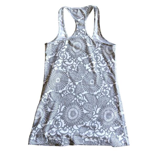 Lululemon Cool Racerback Beachy Floral White Fossil Size 6 S Gray White Tank Top - Picture 5 of 6